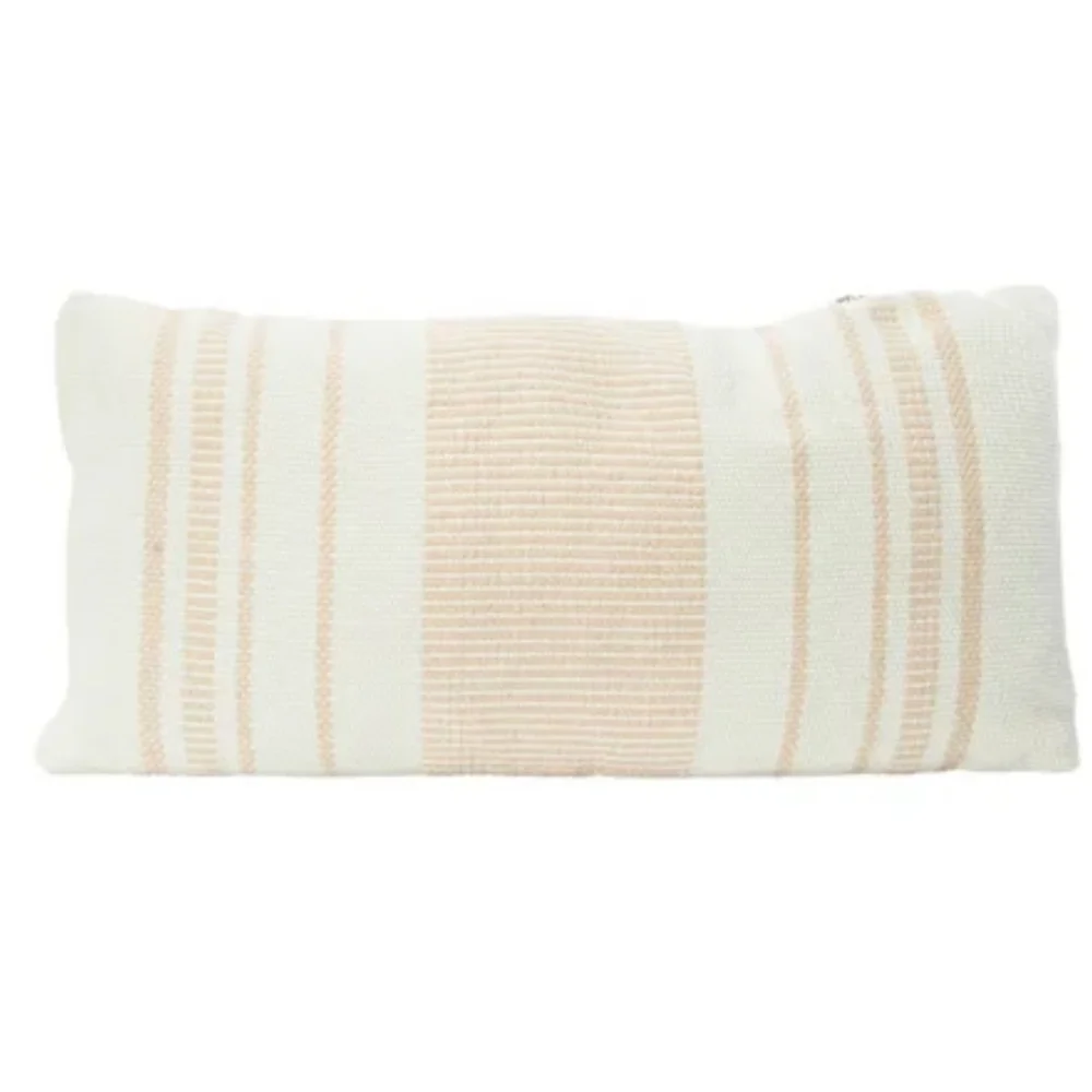 2 Cream and Tan Textured Throw Pillows